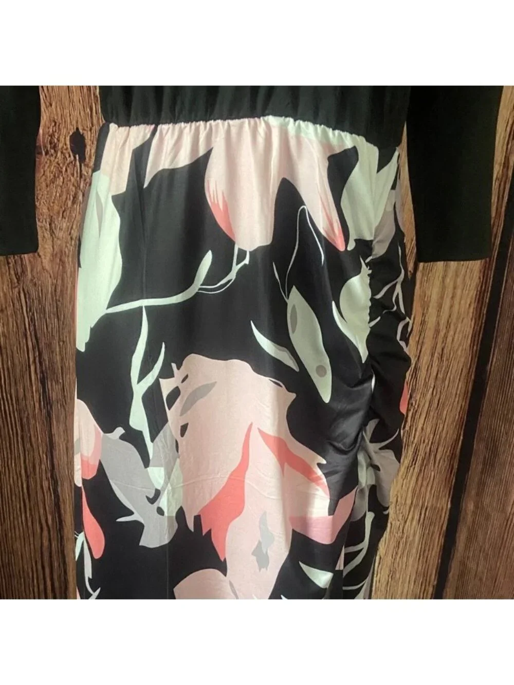 Black and Pink Floral Maxi Dress, Medium, 9G-111D053